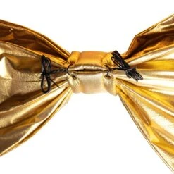 Christmas Designers 12" Gold Mylar Christmas Bow -Christmas Decor Sale back of bow wires