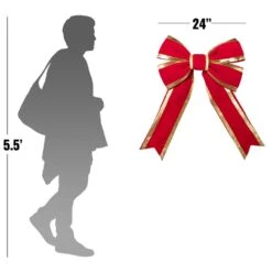 24" Red Canvas With Gold Trim Bow 7 24" Red Canvas With Gold Trim Bow -Christmas Decor Sale bow reference graphic