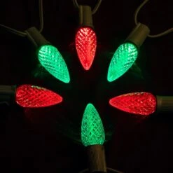 Light Line Kit - SPT-1 C9 50' Green Cord, 12" Spacing, 25 Red And 25 Green Bulbs, With 3 Male And Female Slide On Plugs -Christmas Decor Sale c9 lights red and green 9
