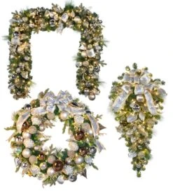 Sample - 9'X14" Pre-Decorated Garland - Royal Jewel/Champagne - Warm White -Christmas Decor Sale champagne shimmer family 1