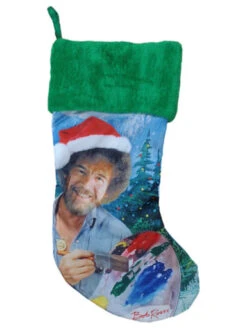 Disney Bob Ross Silky Blue & Green Holiday Christmas Stocking