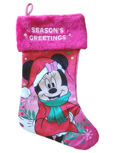 Disney Pink & Red Minnie Mouse Holiday Christmas Stocking 3 Disney Pink & Red Minnie Mouse Holiday Christmas Stocking