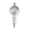 4ct Matte Silver Retro Reflector Shatterproof Christmas Finial Ornaments 7.5"