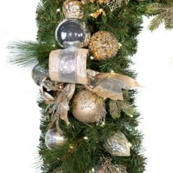 9'X14" Pre-Decorated Garland - Champagne Shimmer - Warm White 13 9'X14" Pre-Decorated Garland - Champagne Shimmer - Warm White -Christmas Decor Sale dg 9 cs ww b cc