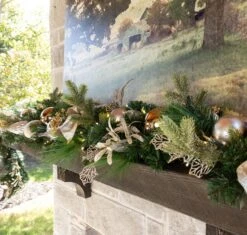 48" Pre-Decorated Wreath - Champagne Shimmer - Warm White 15 48" Pre-Decorated Wreath - Champagne Shimmer - Warm White -Christmas Decor Sale dg 9 cs ww mantle3