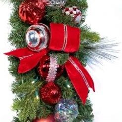 9'X14" Pre-Decorated Garland - Red Splendor - Warm White -Christmas Decor Sale dg 9 rs ww d cc