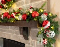 9'X14" Pre-Decorated Garland - Red Splendor - Warm White -Christmas Decor Sale dg 9 rs ww dw 48 rs ww mantle15