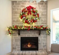 48" Pre-Decorated Wreath - Red Splendor - Warm White -Christmas Decor Sale dg 9 rs ww dw 48 rs ww mantle3 1