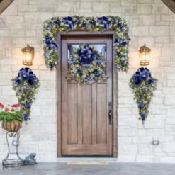 60" Pre-Decorated Wreath - Sapphire Sky - Warm White -Christmas Decor Sale dg 9 ss ww and ds 4 ss ww and dw 36 ss ww 3