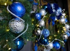 60" Pre-Decorated Wreath - Sapphire Sky - Warm White -Christmas Decor Sale dg 9 ss ww dw 30 ss ww door10 3