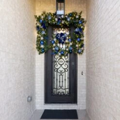 30" Pre-Decorated Wreath - Sapphire Sky - Warm White -Christmas Decor Sale dg 9 ss ww dw 30 ss ww door 1
