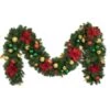 Decorated 9' X 14" Garland Unlit, Elegant Poinsettia -Christmas Decor Sale dg 914 ep b