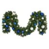 Decorated 9' X 14" Garland Lit Warm White, Blue And Silver -Christmas Decor Sale dg 914 led bs b