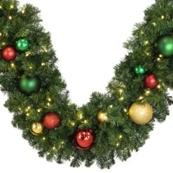 Decorated 9' X 14" Garland Lit Warm White, Colors Of The Holiday -Christmas Decor Sale dg 914 led coth a