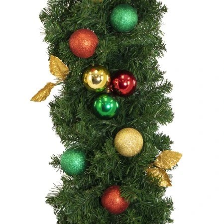 Decorated 9' X 14" Garland Unlit, Traditional 5 Decorated 9' X 14" Garland Unlit, Traditional - Image 3