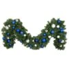 Decorated 9' X 18" Garland Unlit, Blue And Silver -Christmas Decor Sale dg 918 bs b