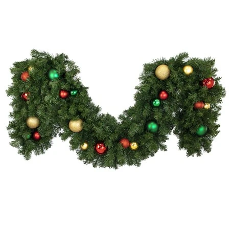 Decorated 9' X 18" Garland Unlit, Colors Of The Holiday 3 Decorated 9' X 18" Garland Unlit, Colors Of The Holiday