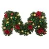Decorated 9' X 18" Garland Unlit, Elegant Poinsettia 2 Decorated 9' X 18" Garland Unlit, Elegant Poinsettia -Christmas Decor Sale dg 918 ep b