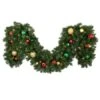 Decorated 9' X 18" Garland Lit Warm White, Colors Of The Holiday