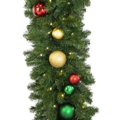 Decorated 9' X 18" Garland Lit Warm White, Colors Of The Holiday -Christmas Decor Sale dg 918 led coth c
