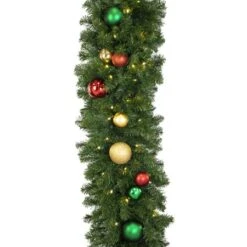 Decorated 9' X 18" Garland Lit Warm White, Colors Of The Holiday -Christmas Decor Sale dg 918 led coth d