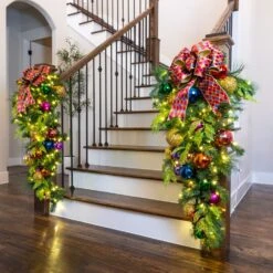 60" Pre-Decorated Wreath - Royal Jewel - Warm White 14 60" Pre-Decorated Wreath - Royal Jewel - Warm White -Christmas Decor Sale ds 4 rj ww stairs4 1