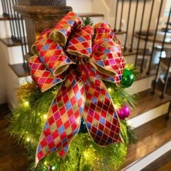 72" Pre-Decorated Wreath - Royal Jewel - Warm White -Christmas Decor Sale ds 4 rj ww stairs6 1