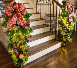 44" Pre-Decorated Teardrop Spray - Royal Jewel - Warm White 19 44" Pre-Decorated Teardrop Spray - Royal Jewel - Warm White -Christmas Decor Sale ds 4 rj ww stairs7