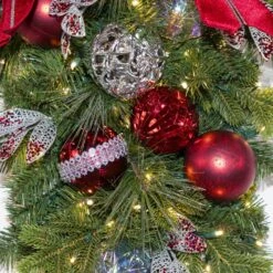 44" Pre-Decorated Teardrop Spray - Red Splendor - Warm White -Christmas Decor Sale ds 4 rs ww c