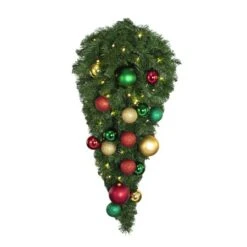 44" Decorated Spray - Lit Warm White - Colors Of The Holidays - Bow Option Available