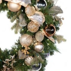 36" Pre-Decorated Wreath - Champagne Shimmer - Warm White -Christmas Decor Sale dw 36 cs ww c cc