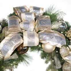 72" Pre-Decorated Wreath - Champagne Shimmer - Warm White -Christmas Decor Sale dw 36 cs ww d 3