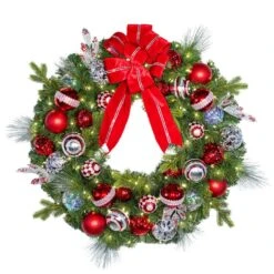 36" Pre-Decorated Wreath - Red Splendor - Warm White