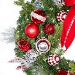 36" Pre-Decorated Wreath - Red Splendor - Warm White -Christmas Decor Sale dw 36 rs ww b cc