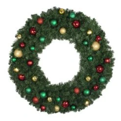 48" Unlit Decorated Wreath - Colors Of The Holidays - Bow Option Available