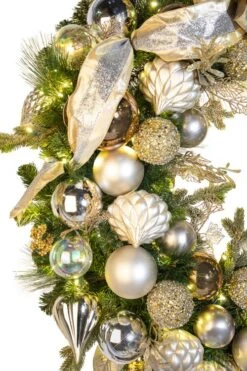 48" Pre-Decorated Wreath - Champagne Shimmer - Warm White 12 48" Pre-Decorated Wreath - Champagne Shimmer - Warm White -Christmas Decor Sale dw 48 cs ww 2