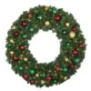 48" Lit LED Warm White Decorated Wreath - Colors Of The Holidays - Bow Option Available