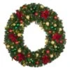 48" Lit LED Warm White Decorated Wreath - Elegant Poinsettia - Bow Option Available -Christmas Decor Sale dw 48 led ep