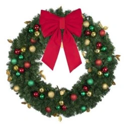 48" Unlit Decorated Wreath - Traditional Décor - Bow Option Available -Christmas Decor Sale dw 48 t b vb 18 r