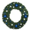 60" Unlit Decorated Wreath - Blue And Silver Décor - Bow Option Available -Christmas Decor Sale dw 60 bs 1