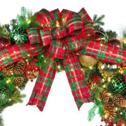 60" Pre-Decorated Wreath - Classic Holiday - Warm White -Christmas Decor Sale dw 60 ch ww b cc
