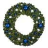 60" Lit LED Warm White Decorated Wreath - Blue And Silver Décor - Bow Option Available 2 60" Lit LED Warm White Decorated Wreath - Blue And Silver Décor - Bow Option Available -Christmas Decor Sale dw 60 led bs