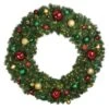 60" Lit LED Warm White Decorated Wreath - Colors Of The Holidays - Bow Option Available