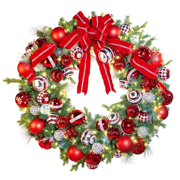 60" Pre-Decorated Wreath - Red Splendor - Warm White 3 60" Pre-Decorated Wreath - Red Splendor - Warm White