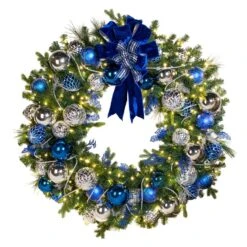 72" Pre-Decorated Wreath - Sapphire Sky - Warm White