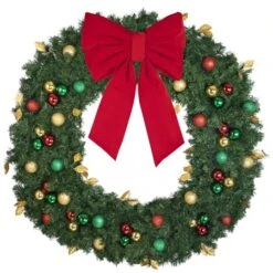 60" Unlit Decorated Wreath - Traditional Décor - Bow Option Available -Christmas Decor Sale dw 60 t b vb 24 r