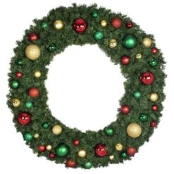 72" Unlit Decorated Wreath - Colors Of The Holidays - Bow Option Available