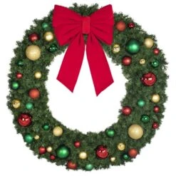 72" Unlit Decorated Wreath - Colors Of The Holidays - Bow Option Available -Christmas Decor Sale dw 72 coth b vb 24 r