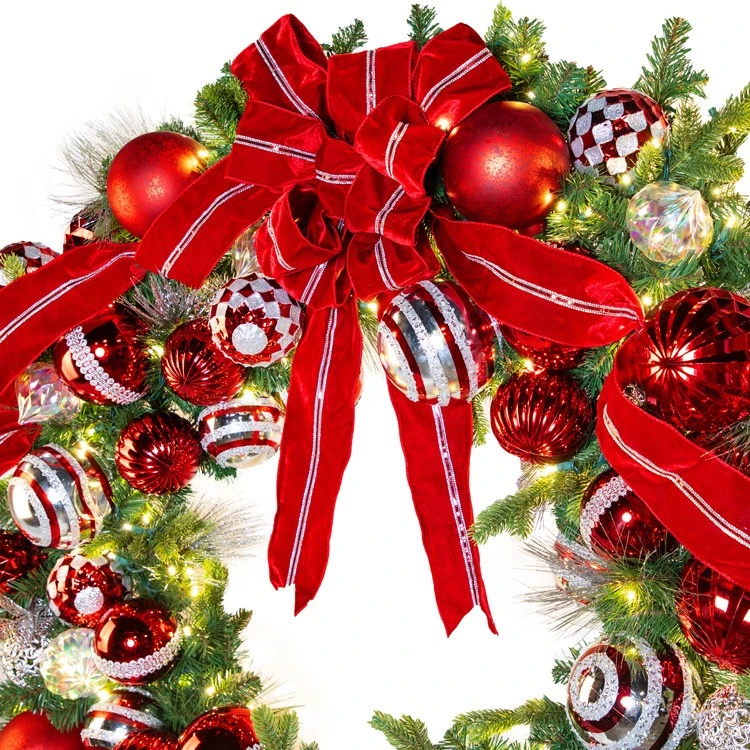 60" Pre-Decorated Wreath - Red Splendor - Warm White 4 60" Pre-Decorated Wreath - Red Splendor - Warm White - Image 2