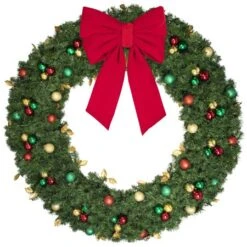 72" Unlit Decorated Wreath - Traditional Décor - Bow Option Available 9 72" Unlit Decorated Wreath - Traditional Décor - Bow Option Available -Christmas Decor Sale dw 72 t b vb 24 r